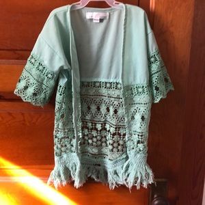 Little Girl Crochet Teal Cardigan